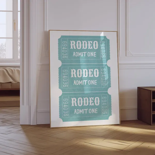 Rodeo Ticket Retro Cowgirl Travel Poster