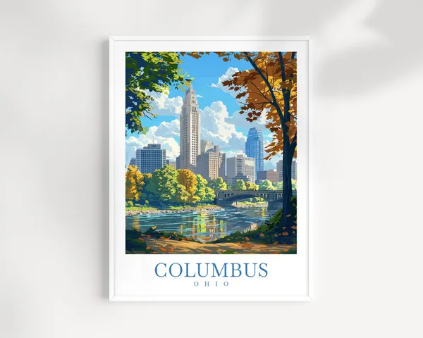 Columbus Travel Poster, Ohio Wall Art Print