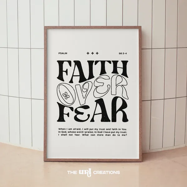 Faith Over Fear Christian Minimalist Scripture Art Print
