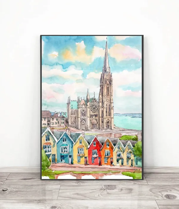 Cork, Ireland Travel Poster, Watercolor Art Print