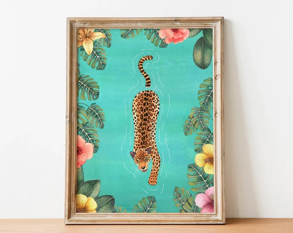Leopard Wall Art, Jungle Illustration Poster