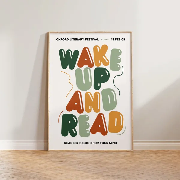 Book Wall Art Print, Retro Literary Festival Poster