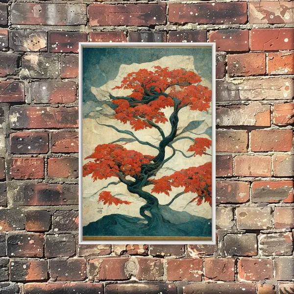 Japanese Maple Tree Abstract Art Print, Japanese Style
