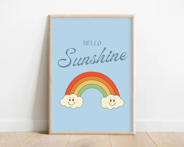 Hello Sunshine Print, Retro Nursery Affirmation Poster