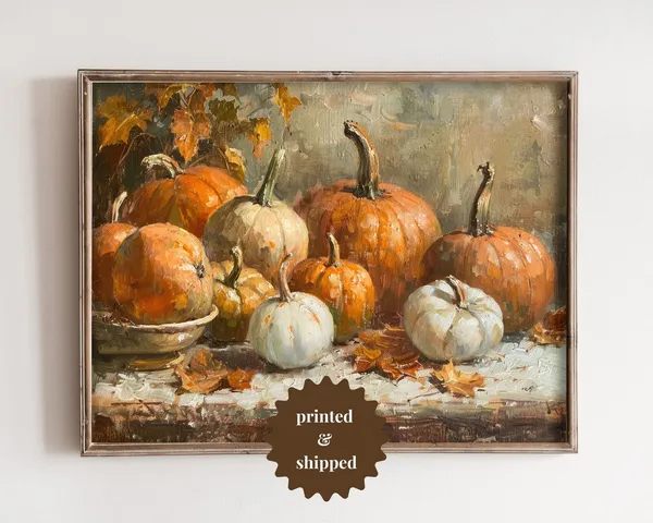 Pumpkins Vintage Still Life Painting Art Print