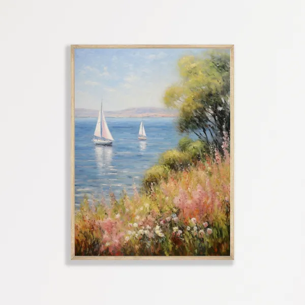 Vintage Sailboats Retro Coastal Aesthetic Art Print