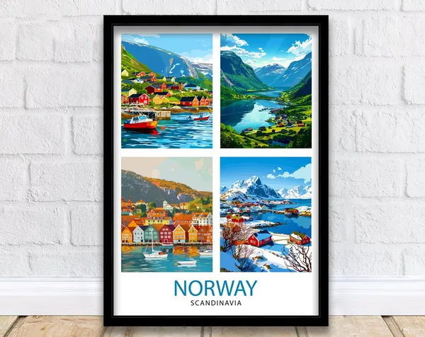 Norway Travel Poster, Europe Wall Decor
