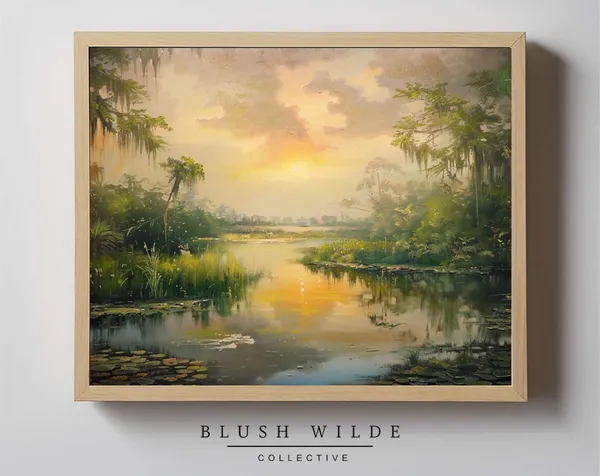 Vintage Florida Swamp Moody Landscape Art Print