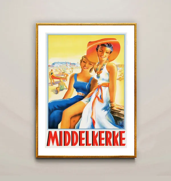 Middelkerke Vintage Travel Poster, Belgium Travel Poster