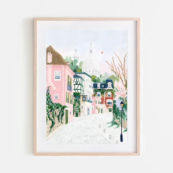 Montmartre Paris Travel Poster, Paris Wall Art