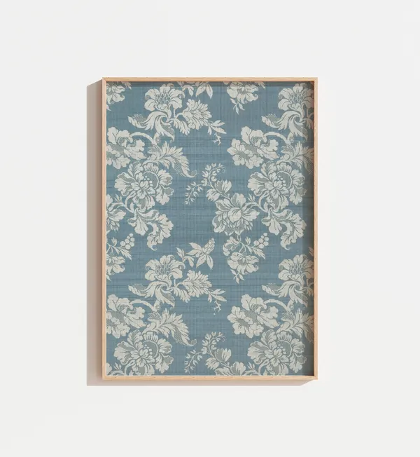 Vintage Blue And White Textile Antique Tapestry Art Print