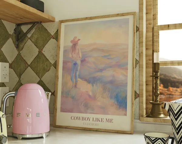 Cowboy Like Me Music Wall Art, Western Watercolour Print