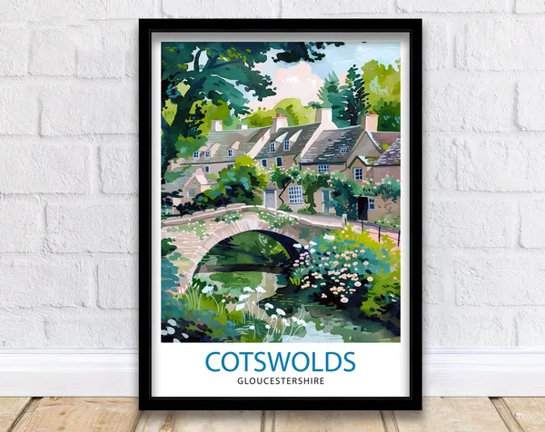 Cotswolds Travel Poster, Home Decor Illustration