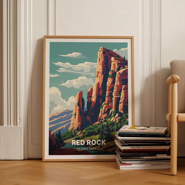 California Red Rock State Park Travel Poster, Canyon