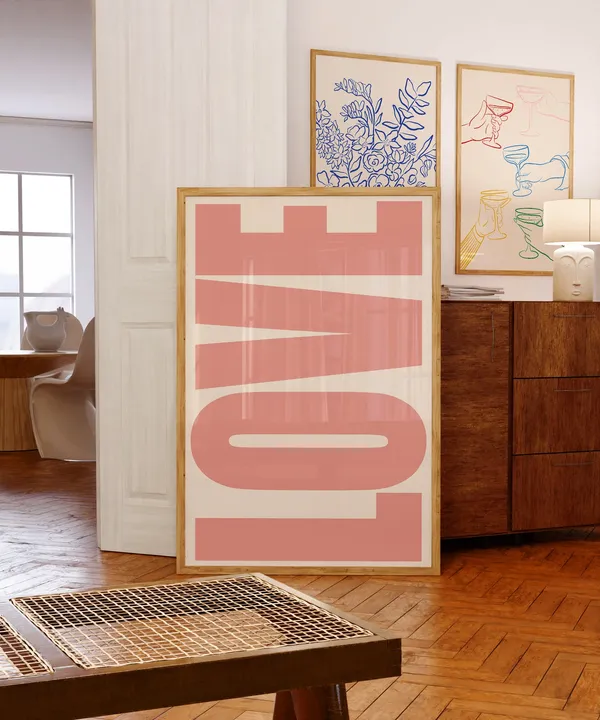 Love Typography Poster, Retro Trendy Wall Art