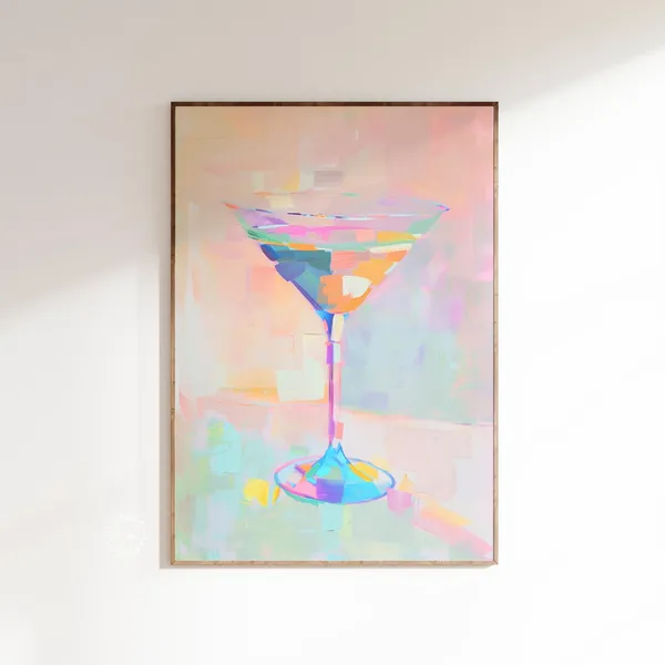 Funky Cocktail Print, Preppy Y2K Bar Cart Decor