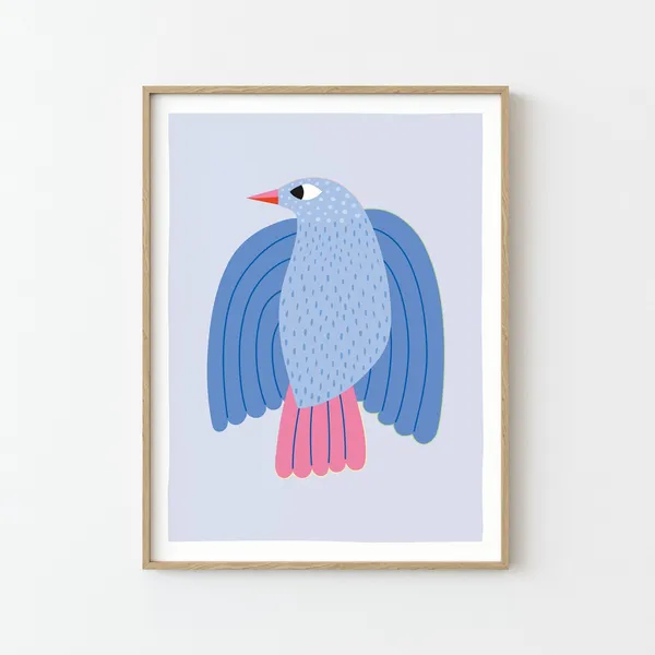 Bird Print Illustration Poster, Kids Nursery Decor