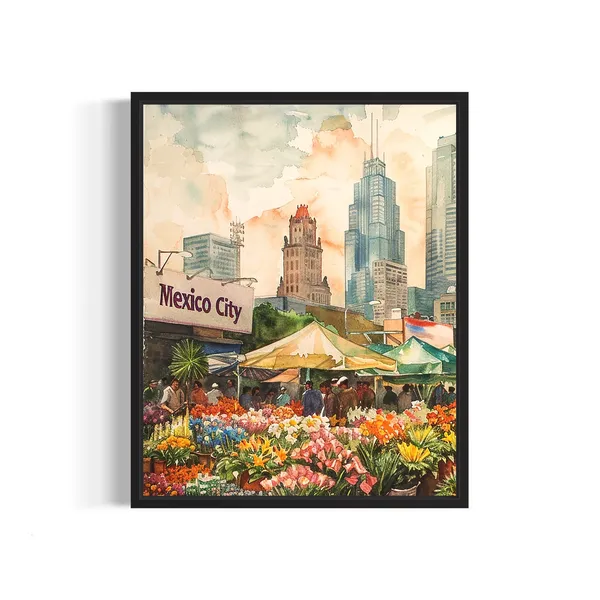 Mexico City Flower Market Poster Art Print