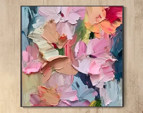 Abstract Floral Oil Painting, Modern Minimalist Art Print