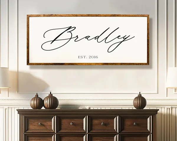 Custom Last Name Wooden Sign, Rustic Farmhouse Decor