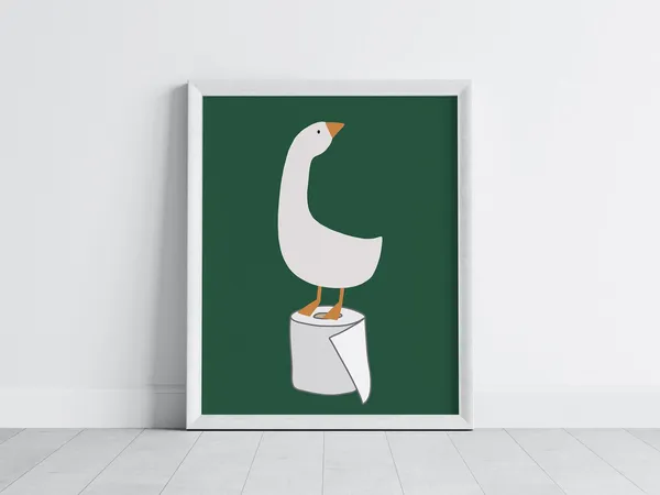 Silly Goose Bathroom Art Print, Funny Nursery Decor
