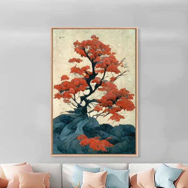 Japanese Maple Tree Vintage Woodblock Wall Art Print