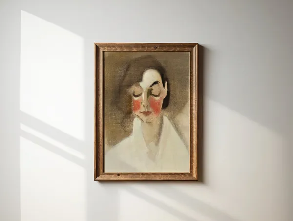Vintage Woman Portrait Art Print, Preppy Cottage Core