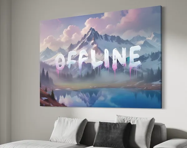 Offline Mountain Landscape Art Print, Motivational Typography