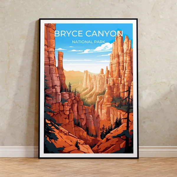Bryce Canyon Travel Poster, Utah Canyon Landscape