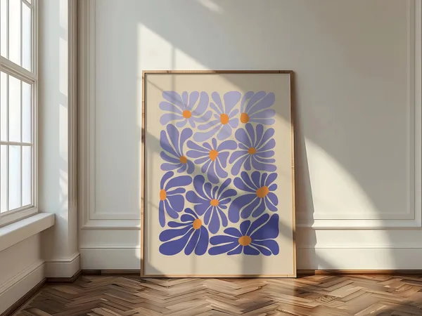 Colorful Abstract Flower Purple Floral Art Print