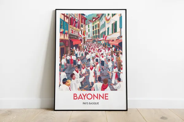 Bayonne Travel Poster, Basque Country Wall Art Print