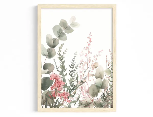 Watercolor Eucalyptus Botanical Art Print, Living Room