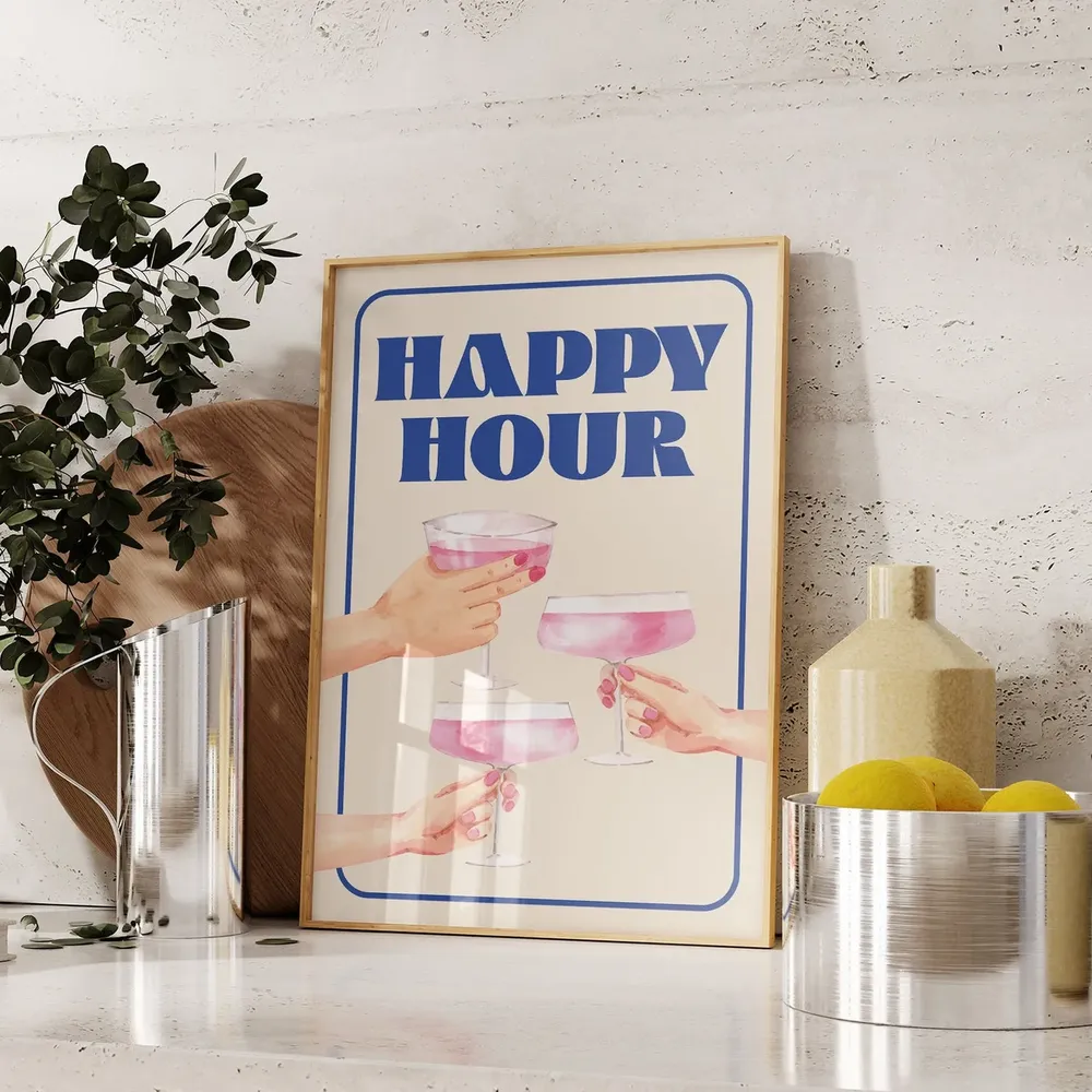 Happy Hour Retro Cocktails Art Print