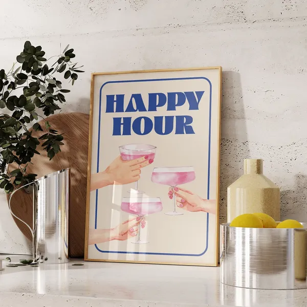 Happy Hour Retro Cocktails Art Print