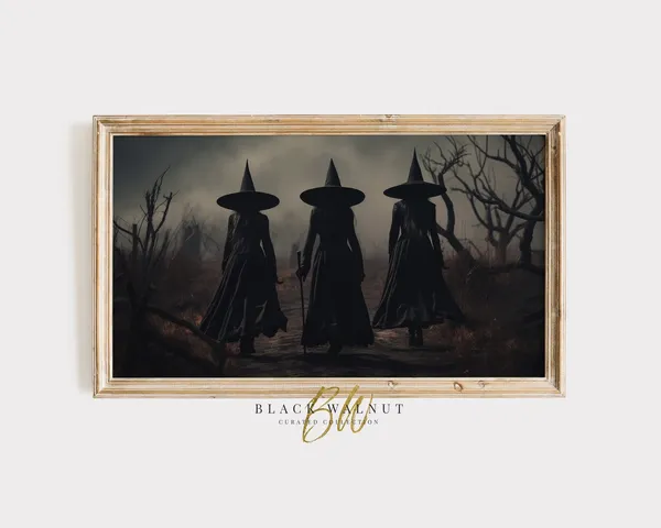 Witches Halloween Art, Moody Gothic Decor Print