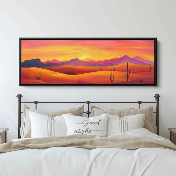 Panoramic Desert Sunset, Minimalist Western Art Print