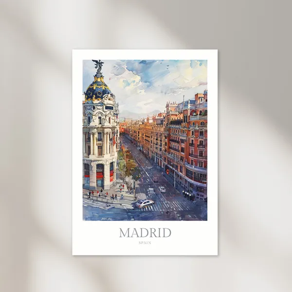 Madrid Spain Watercolor Poster, Travel Poster