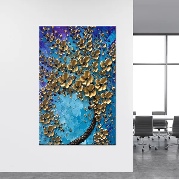 Golden Abstract Flower Botanical Art Print