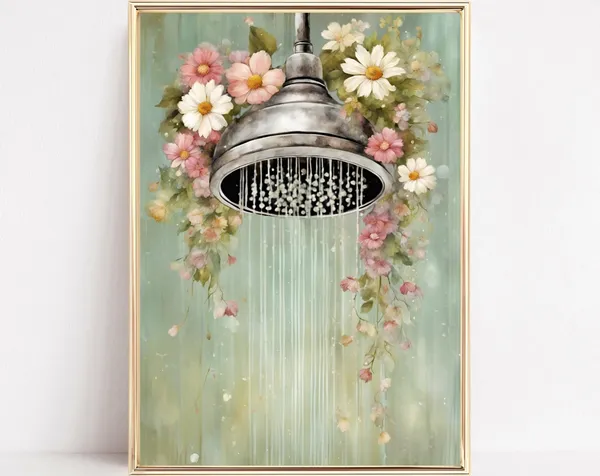 Botanical Bathroom Art Print, Watercolor Wildflowers