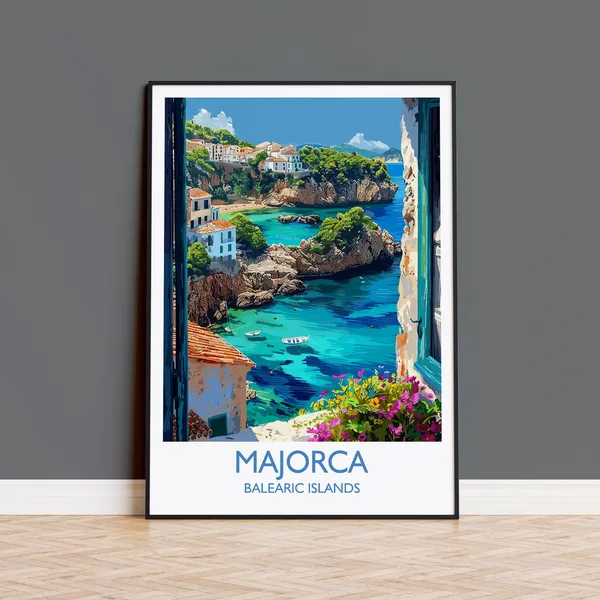 Majorca Travel Poster, Balearic Islands Art