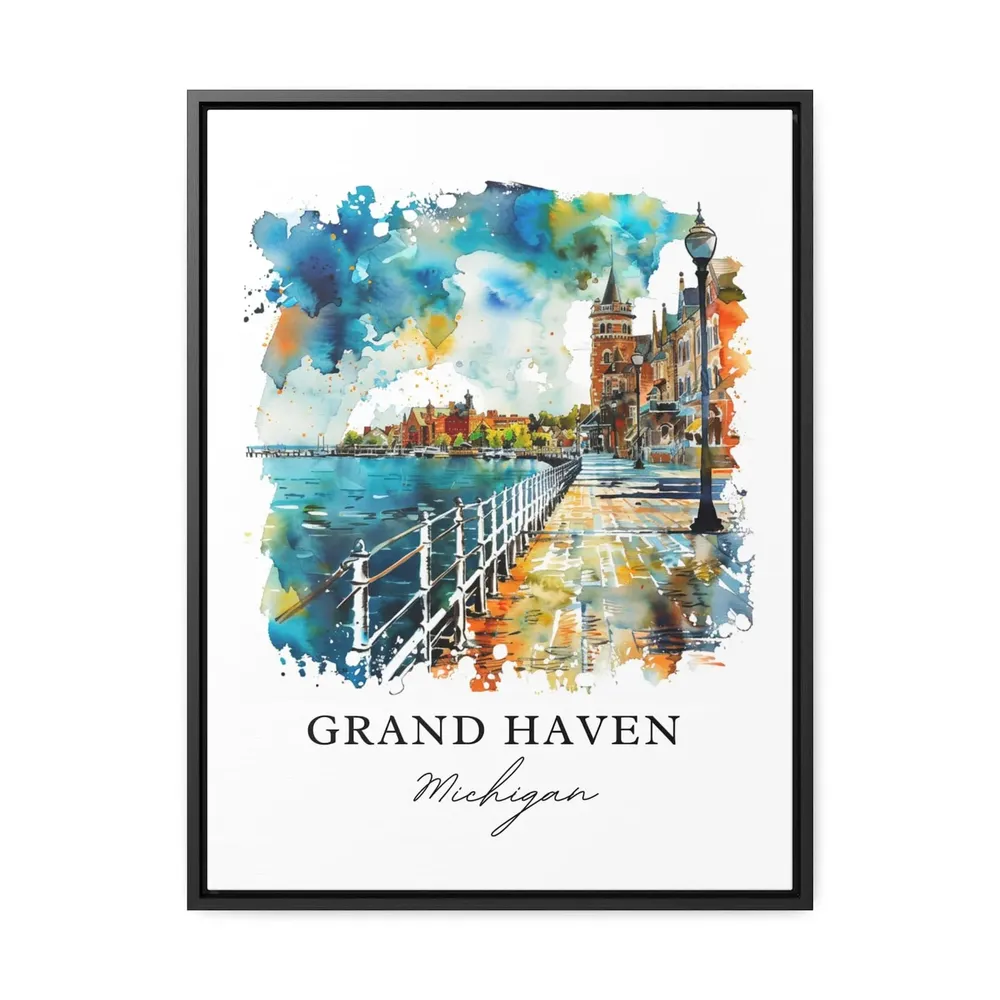 Grand Mi Watercolor Michigan Travel Poster, Art Print - Image 3