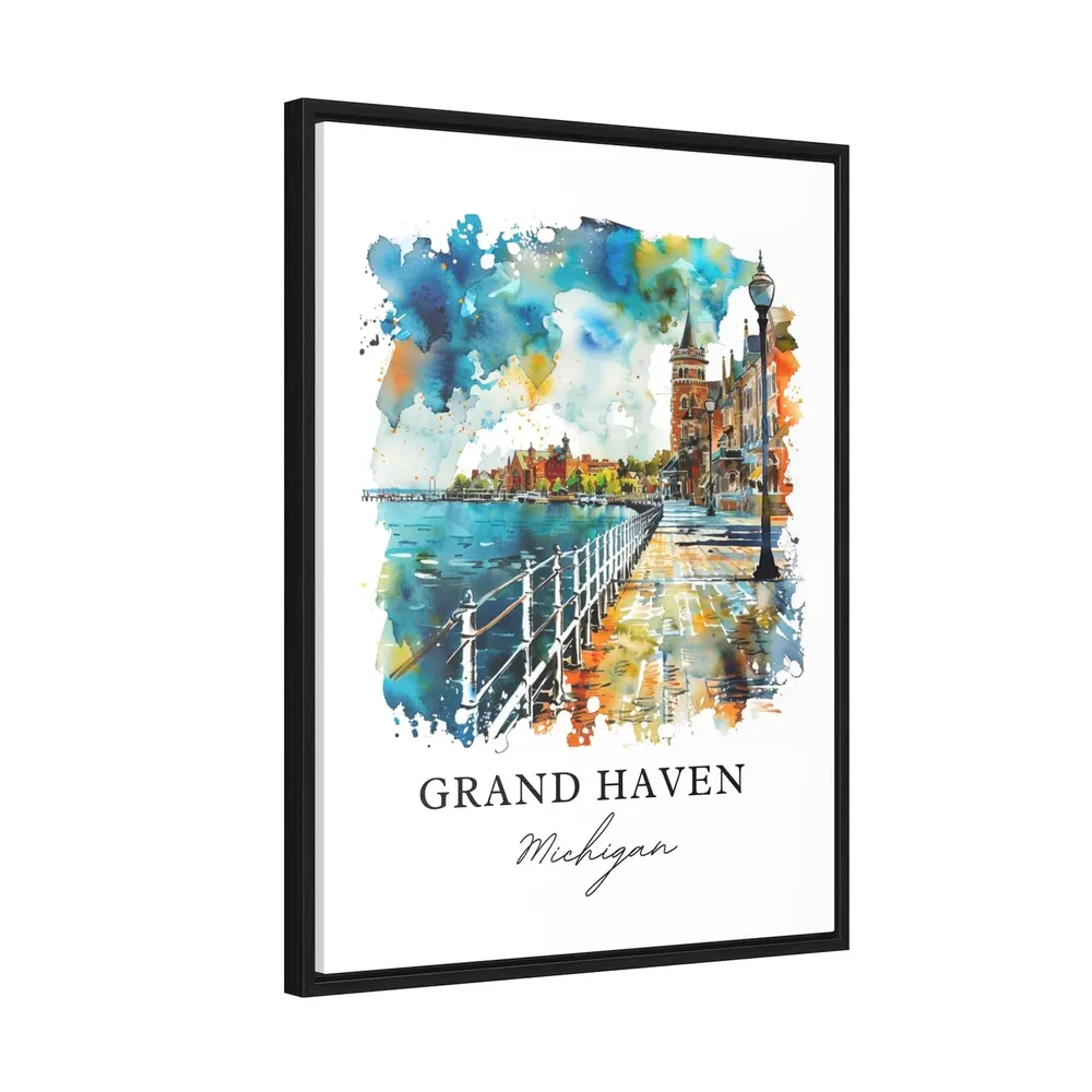 Grand Mi Watercolor Michigan Travel Poster, Art Print - Image 2