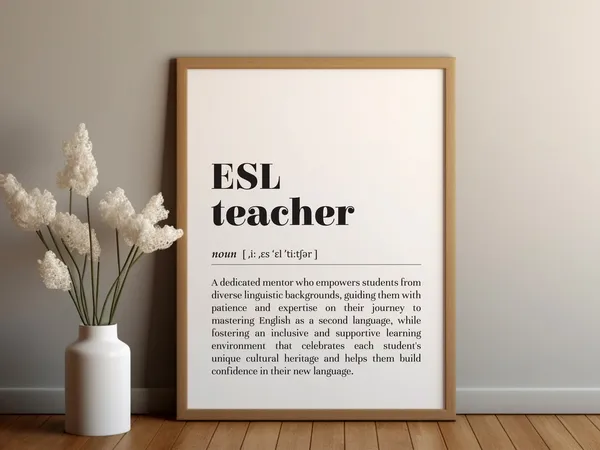 ESL Teacher Definition Typography Art Print
