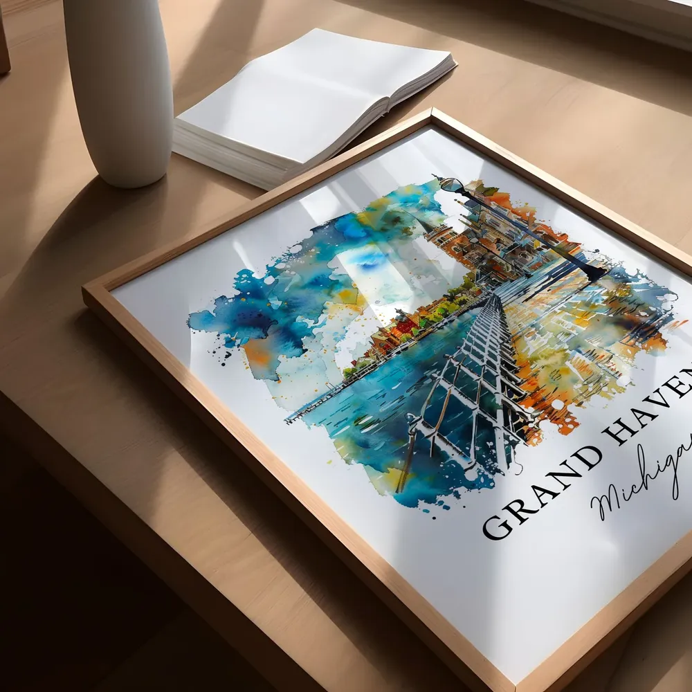 Grand Mi Watercolor Michigan Travel Poster, Art Print - Image 5