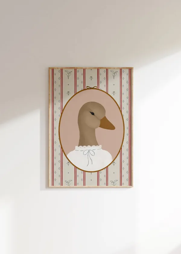 Mallard Duck Print, Vintage Cottagecore Nursery Art