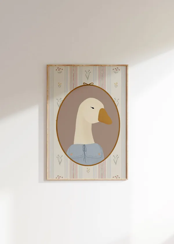 Vintage Goose Print, Nursery Wall Art Print