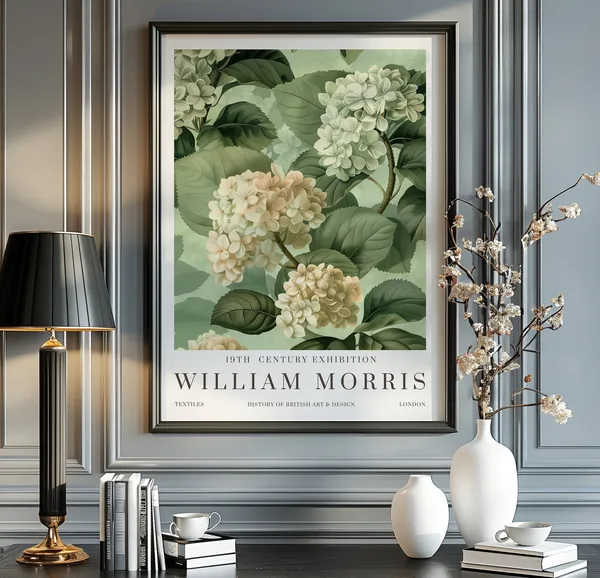 William Morris Print Exhibition Poster, Vintage Textiles