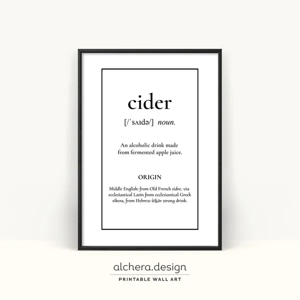 Bar Cart Cider Poster, Bar Cart Art Print