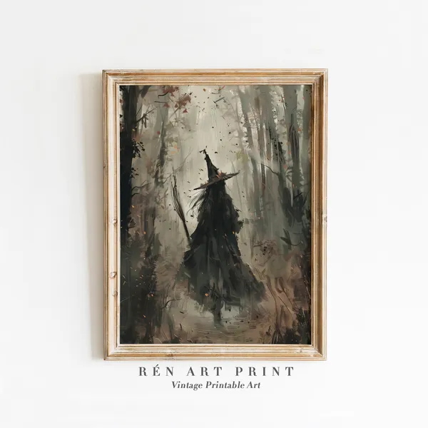 Vintage Witchy Print, Dark Gothic Halloween Art