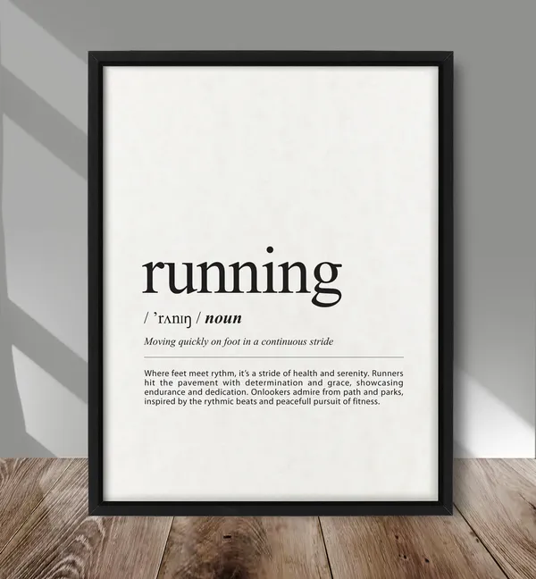 Running Definition Poster, Sport Wall Decor